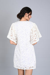 Lace 2: Whitney Butterfly-Sleeved Mini Dress