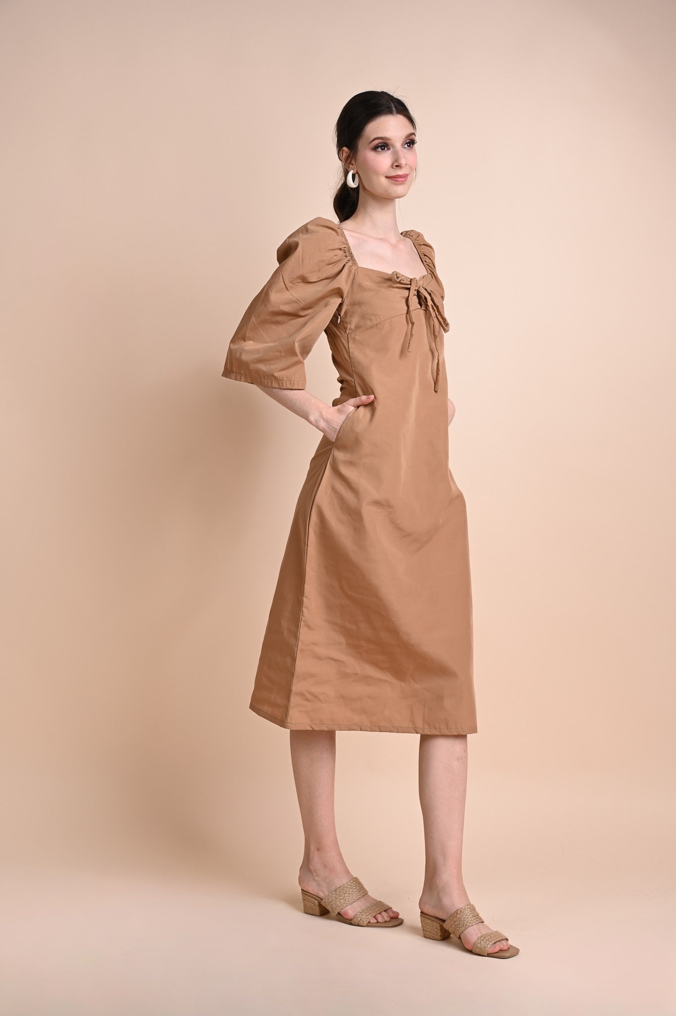 Khaki: Quebec A-line Dress