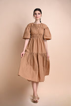 Khaki: Queen Smocked Dress