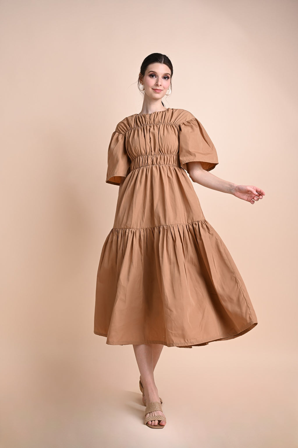 Khaki: Queen Smocked Dress