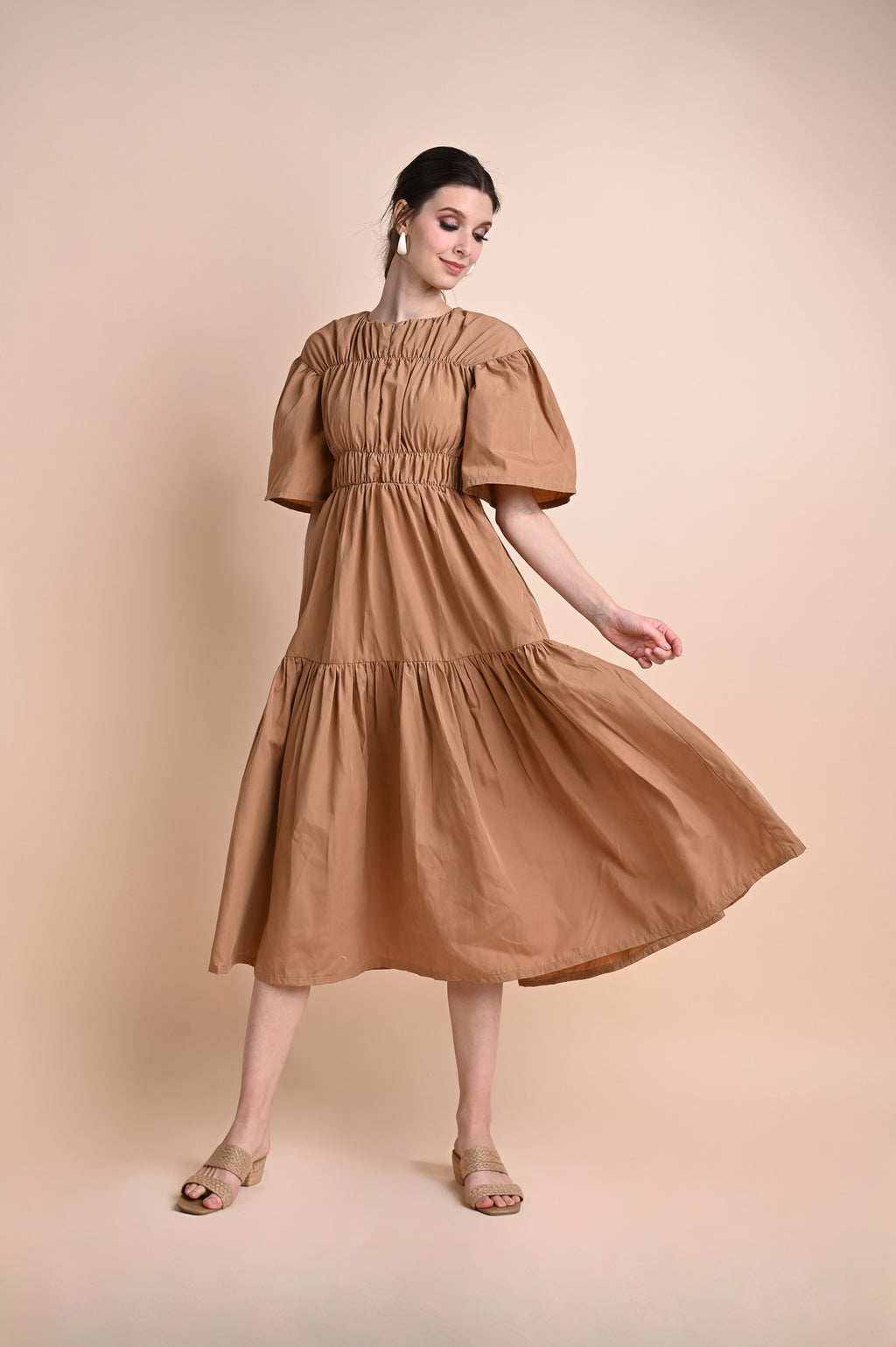 Khaki: Queen Smocked Dress