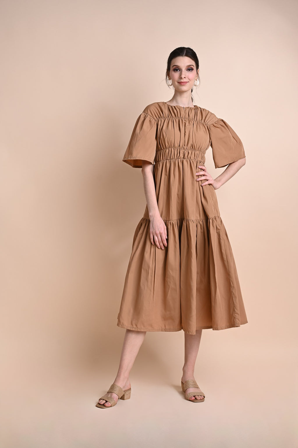 Khaki: Queen Smocked Dress