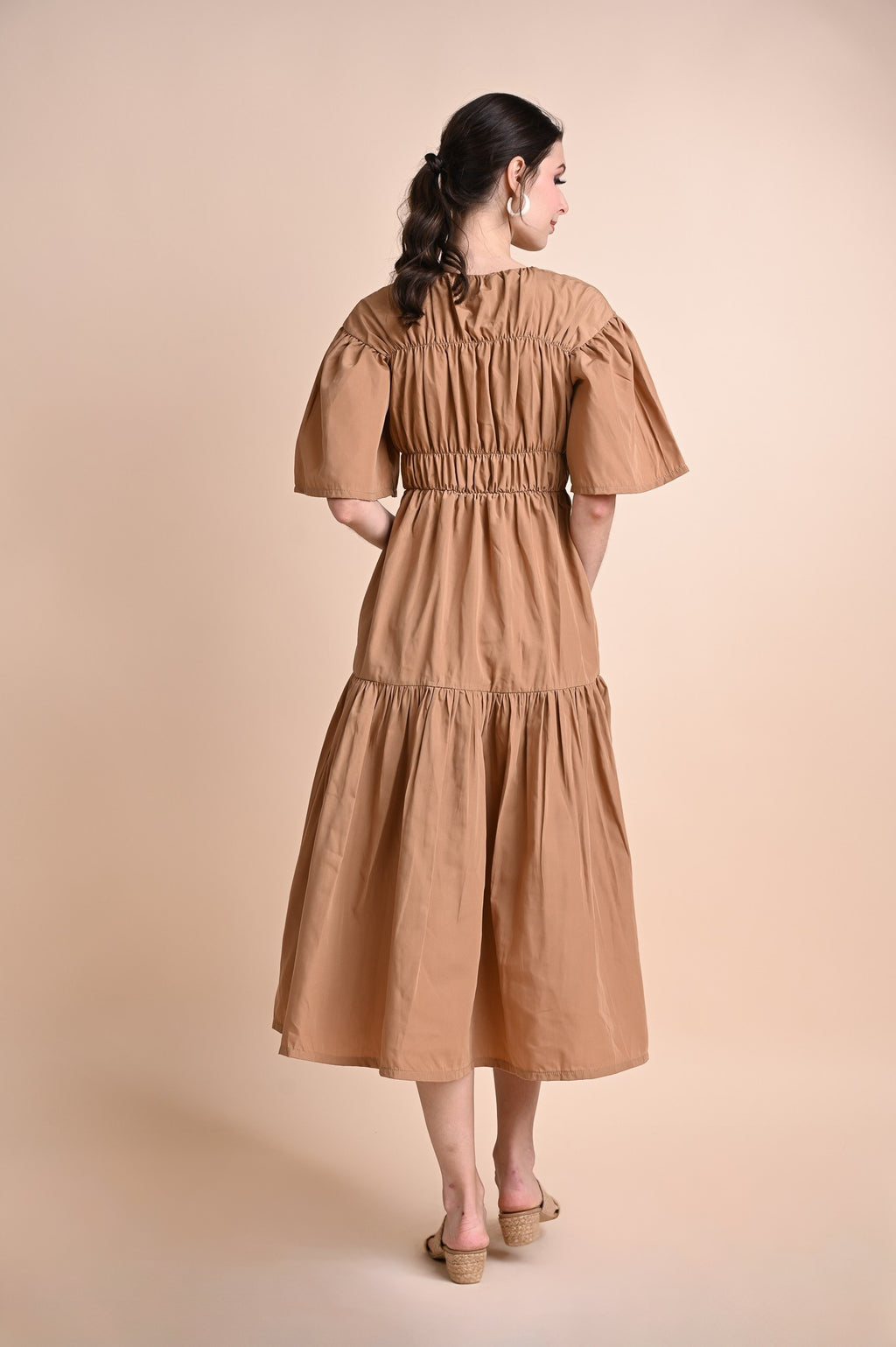 Khaki: Queen Smocked Dress