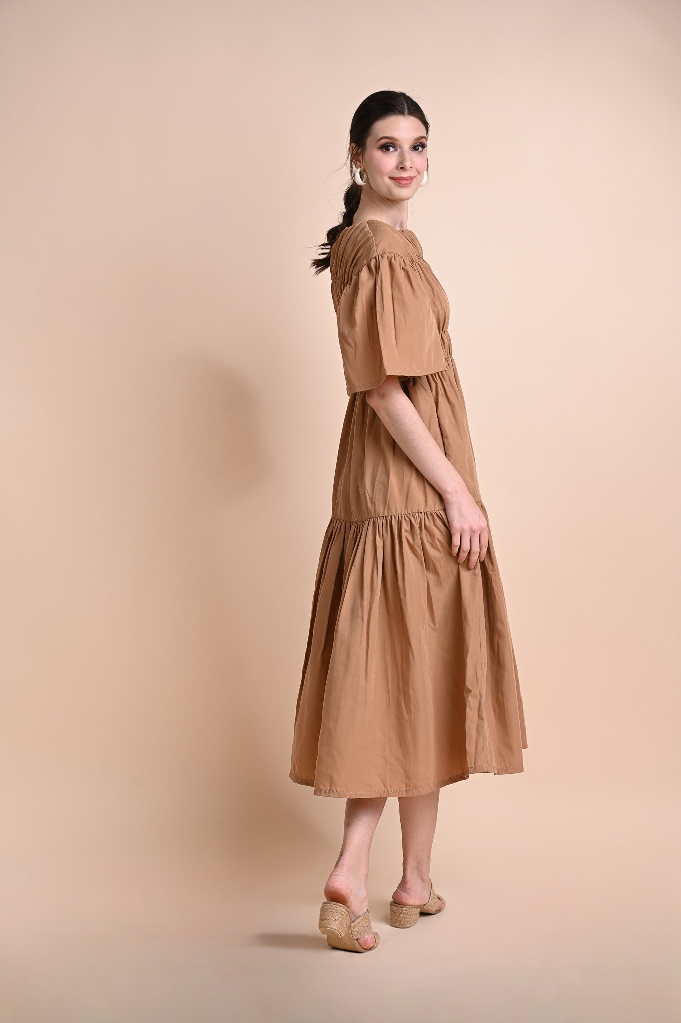 Khaki: Queen Smocked Dress