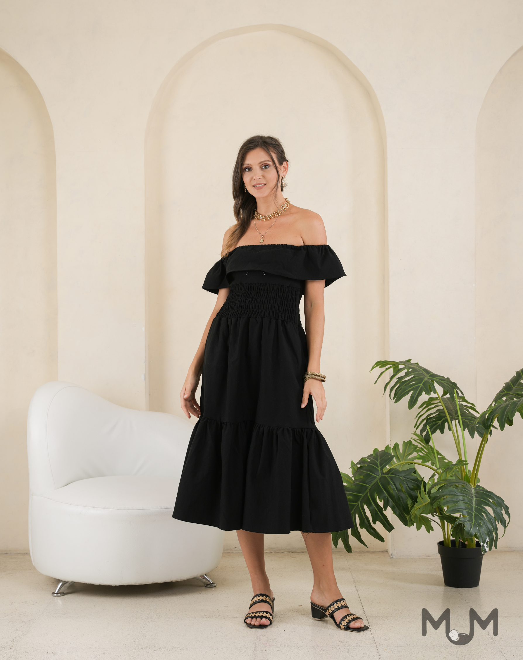 Black: Gemma Off-Shoulder Dress