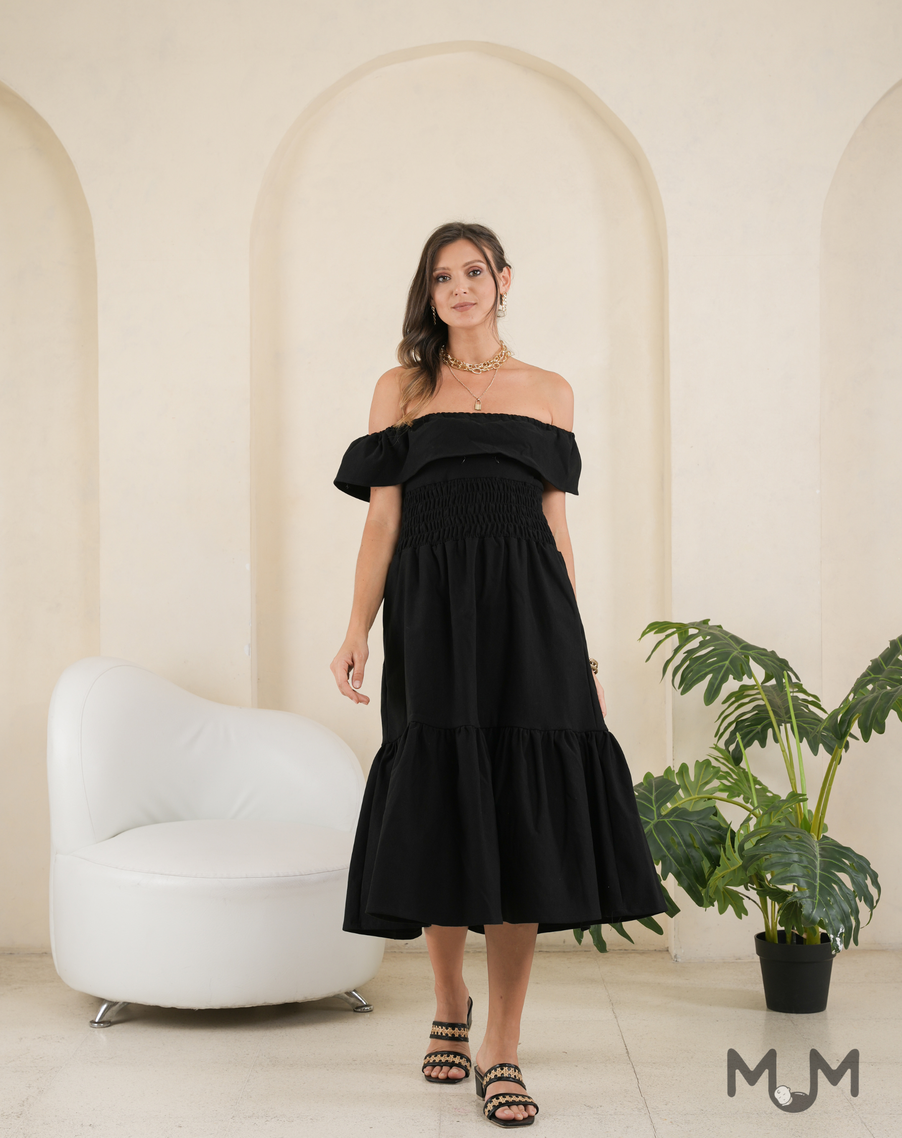 Black: Gemma Off-Shoulder Dress