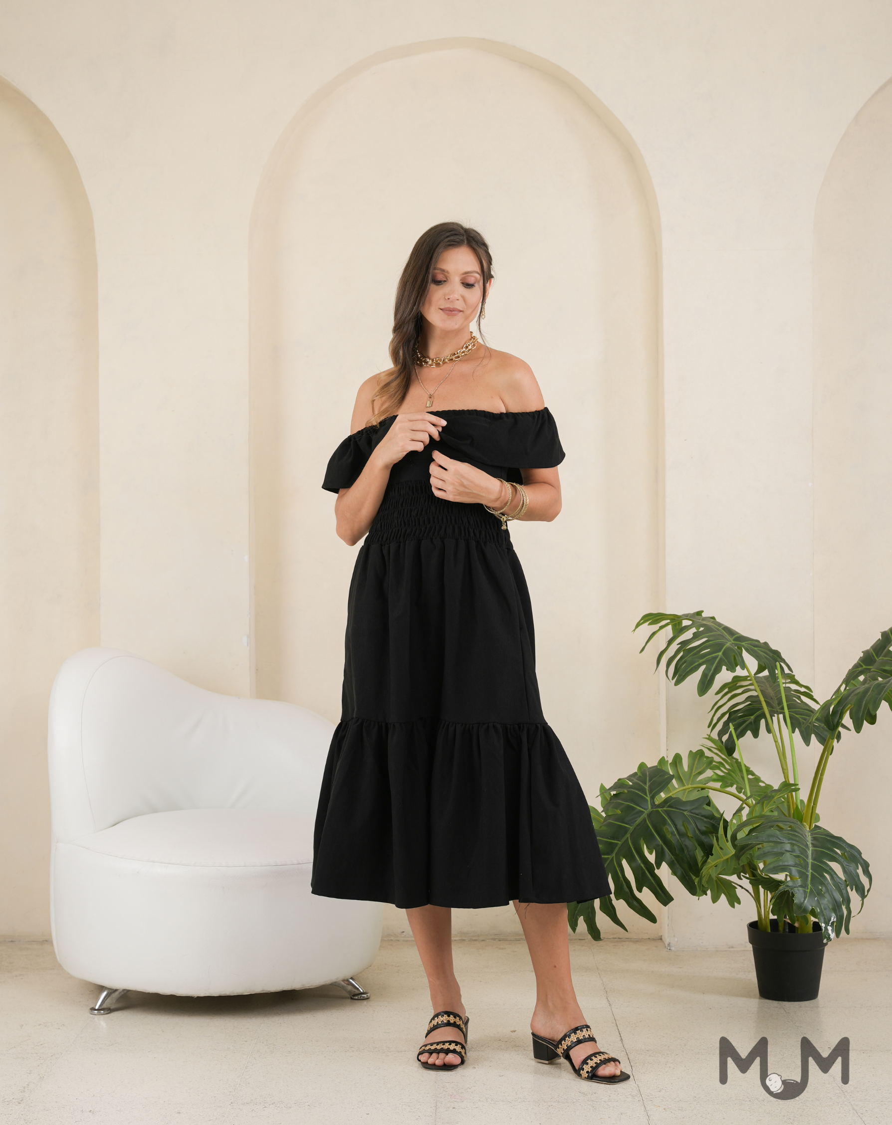 Black: Gemma Off-Shoulder Dress