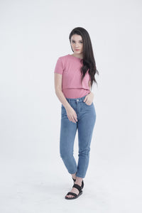 Basic Breastfeeding Shirt in   Red Tones