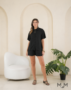 Black: Margie Top and Shorts Set