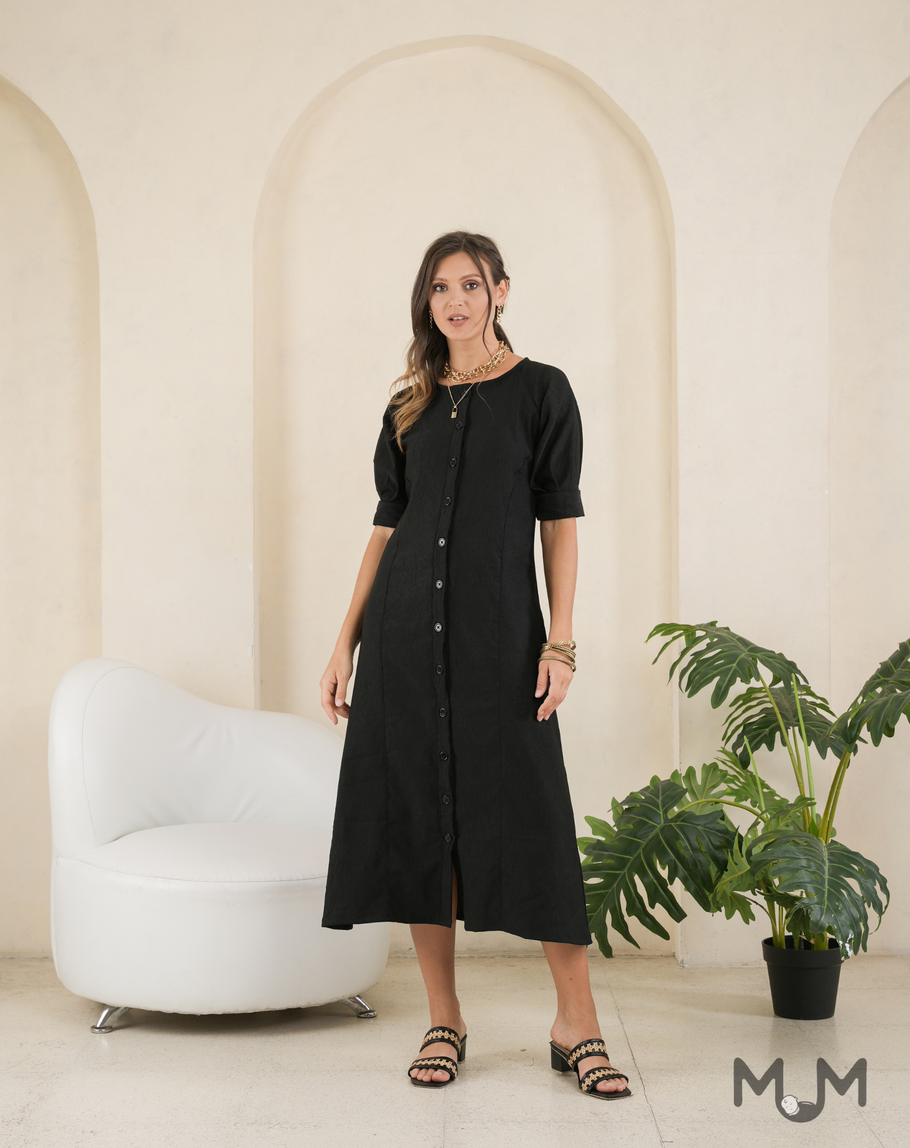Black: Miren Buttoned Dress