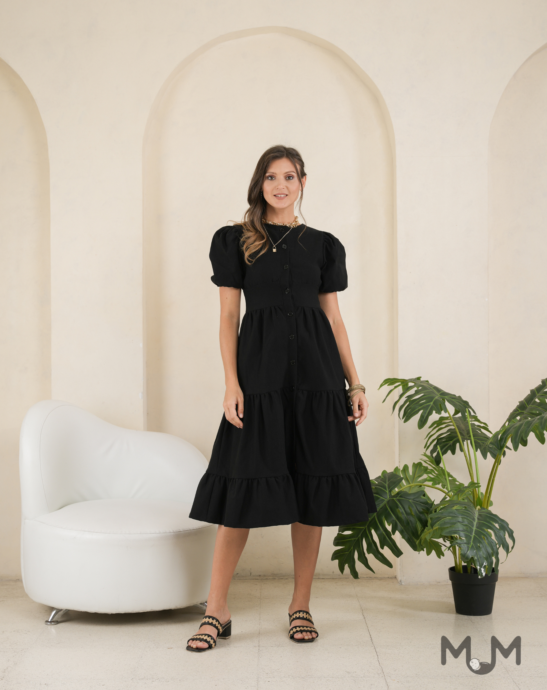 Black: Hearty Tiered Dress