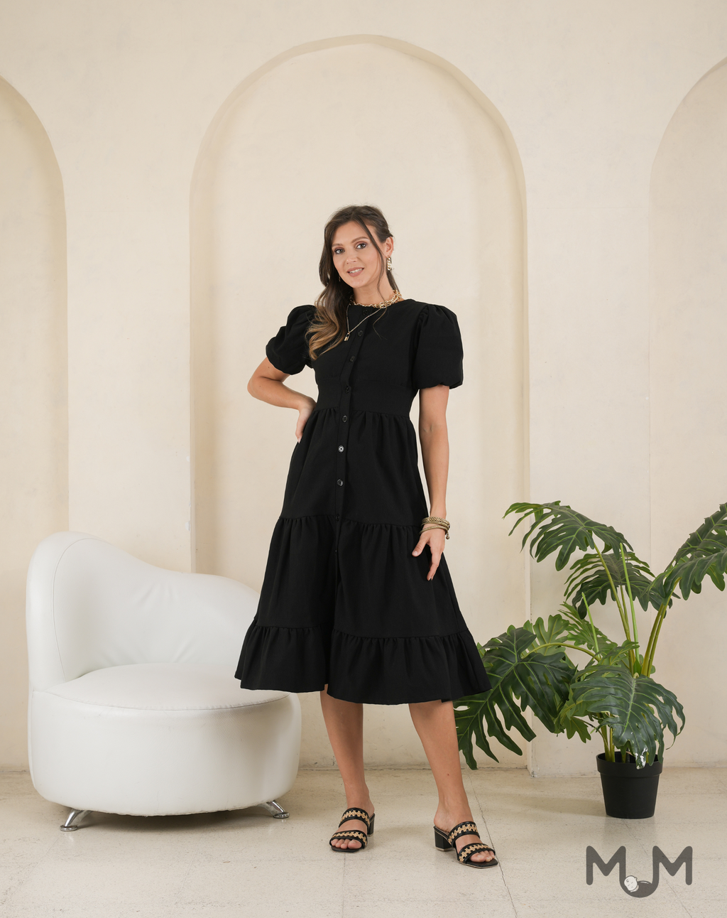 Black: Hearty Tiered Dress