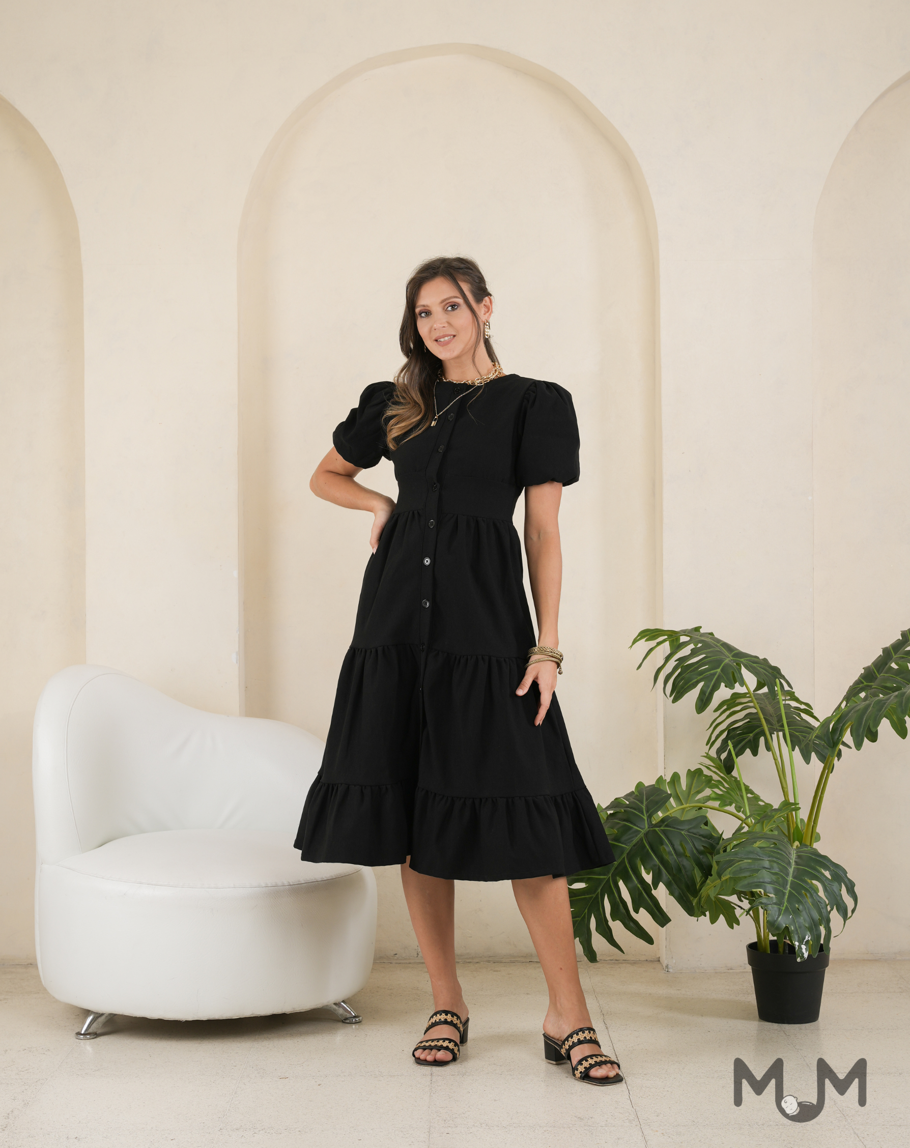 Black: Hearty Tiered Dress