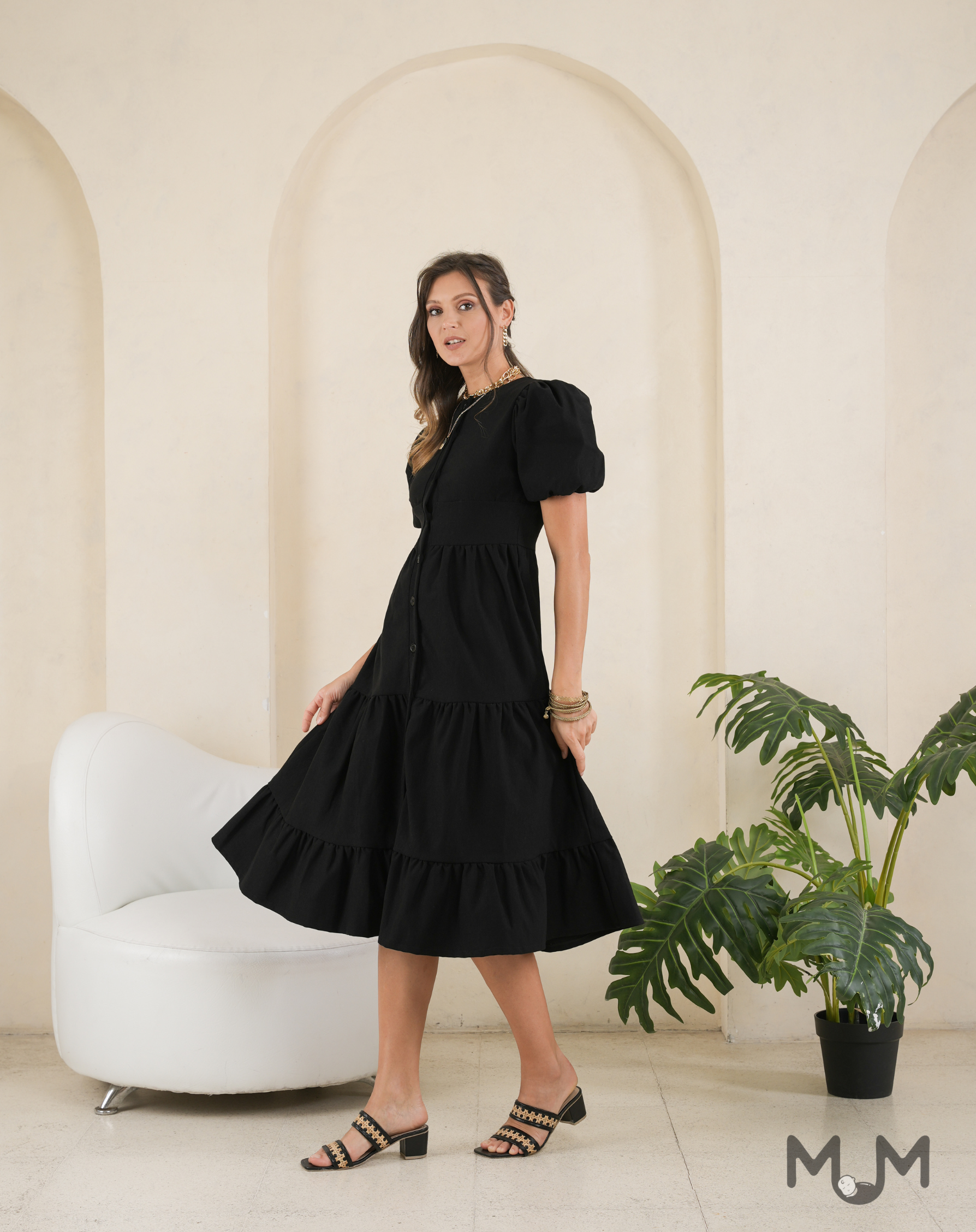 Black: Hearty Tiered Dress