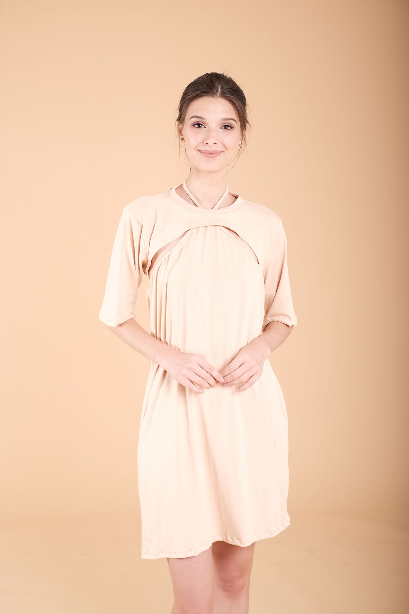 Cotton: Spardex A-Line Dress with Detachable Arm Warmers