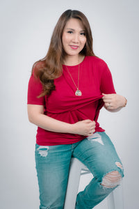 Basic Breastfeeding Shirt in   Red Tones