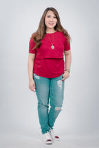 Basic Breastfeeding Shirt in Red Tones