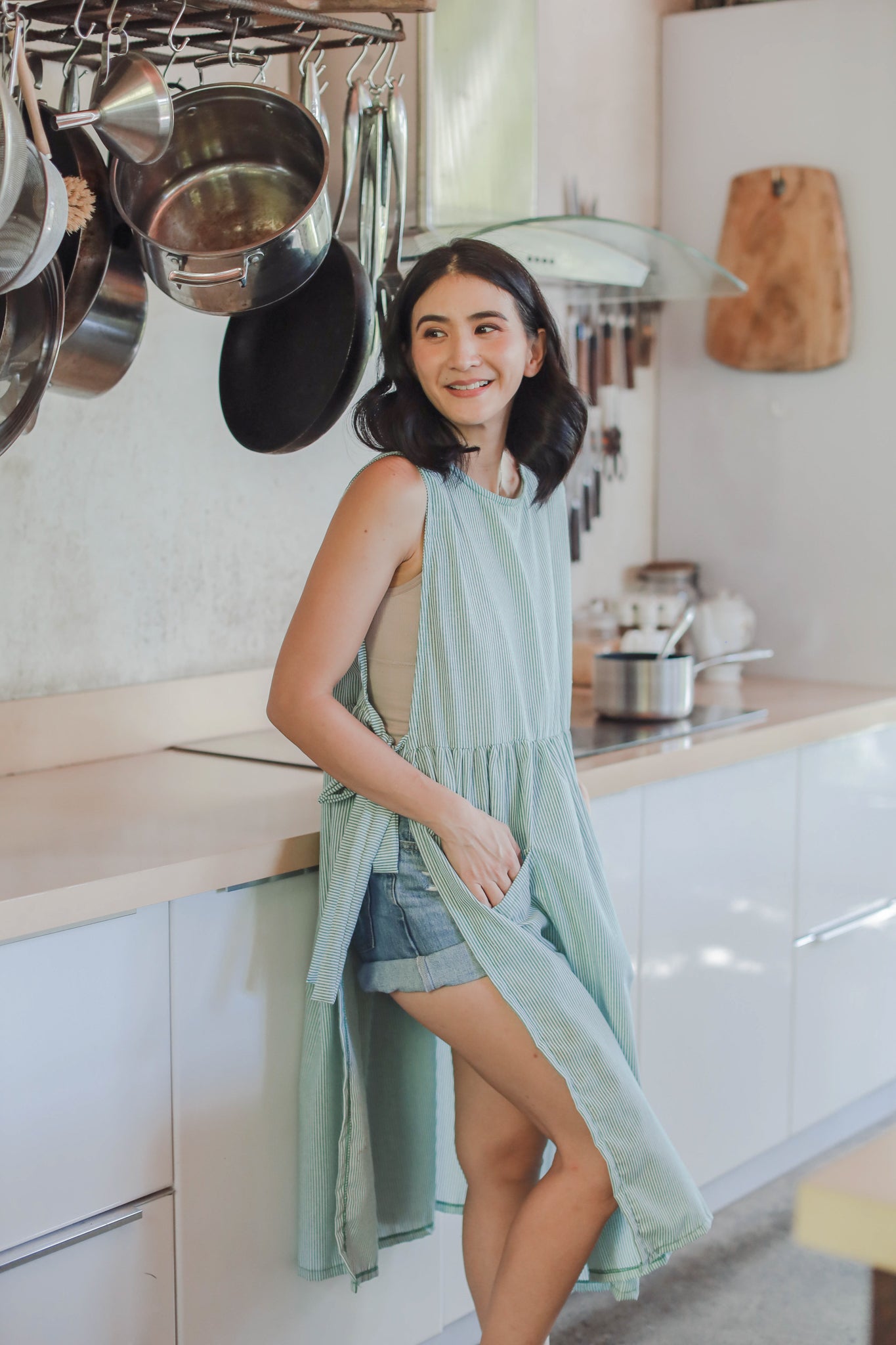 MUM x RPB 7: Madeline Chambray Multi-Purpose Side-Laso Apron/Breastfeeding Cover Pinafore