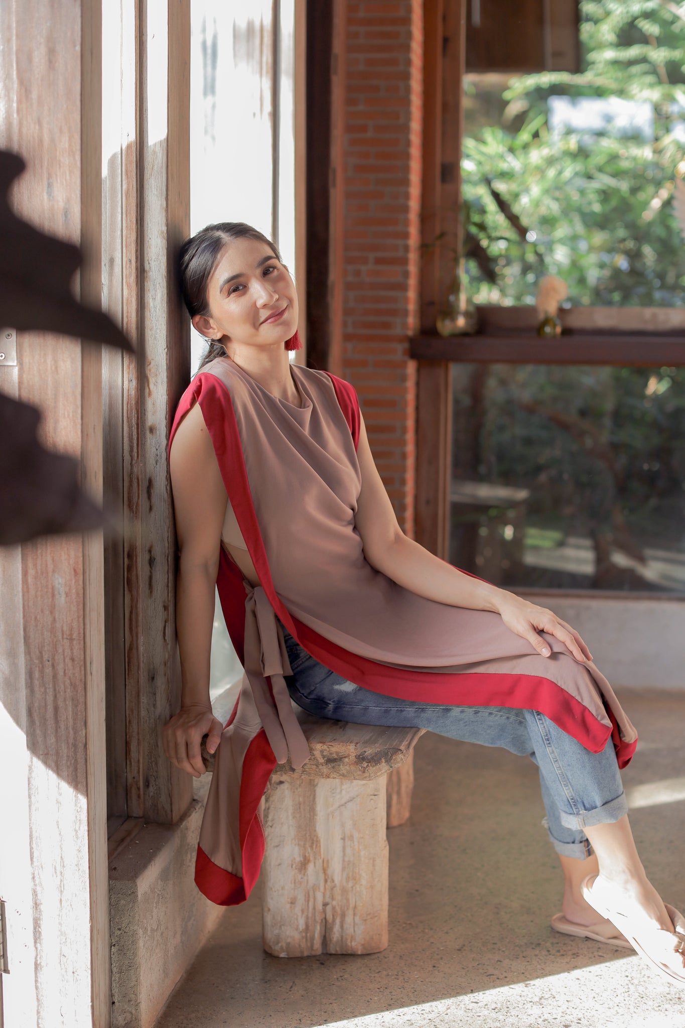 MUM x RPB 7: Sara Two-tone Side-Laso Long Vest/ Breastfeeding Cover