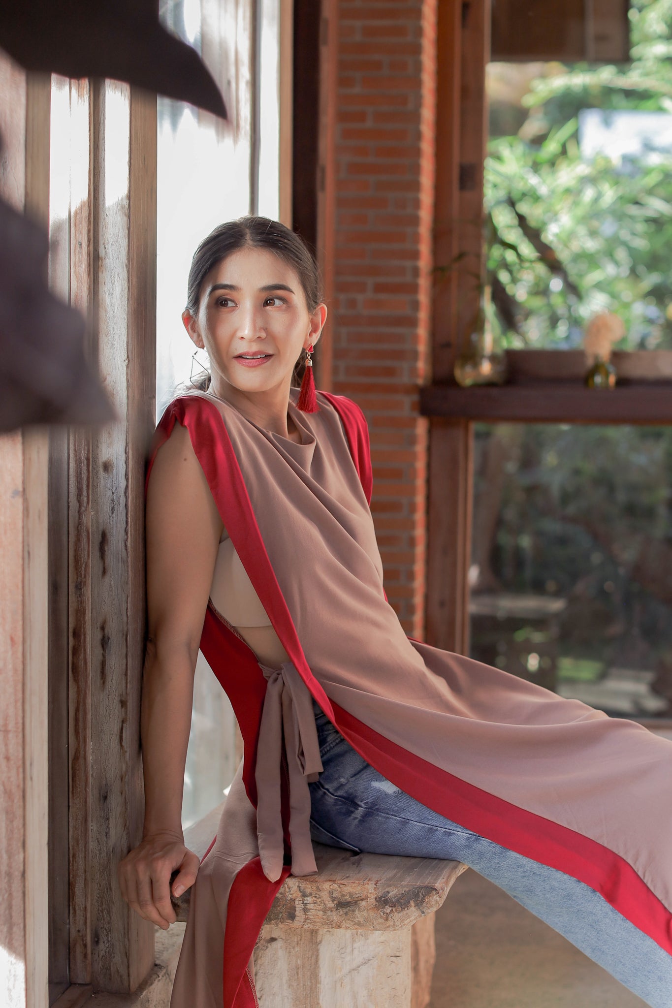 MUM x RPB 7: Sara Two-tone Side-Laso Long Vest/ Breastfeeding Cover