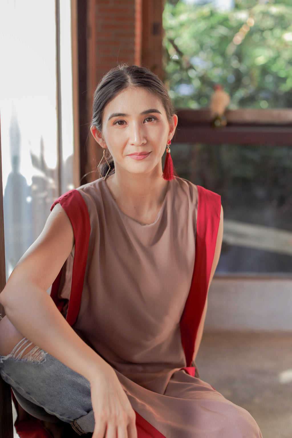 MUM x RPB 7: Sara Two-tone Side-Laso Long Vest/ Breastfeeding Cover
