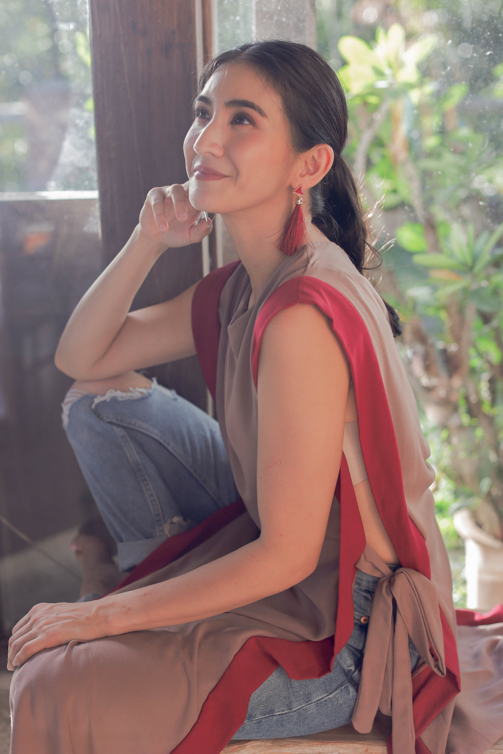 MUM x RPB 7: Sara Two-tone Side-Laso Long Vest/ Breastfeeding Cover