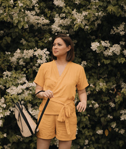 MUM x LQA: Denille Wrap Top and Shorts Set