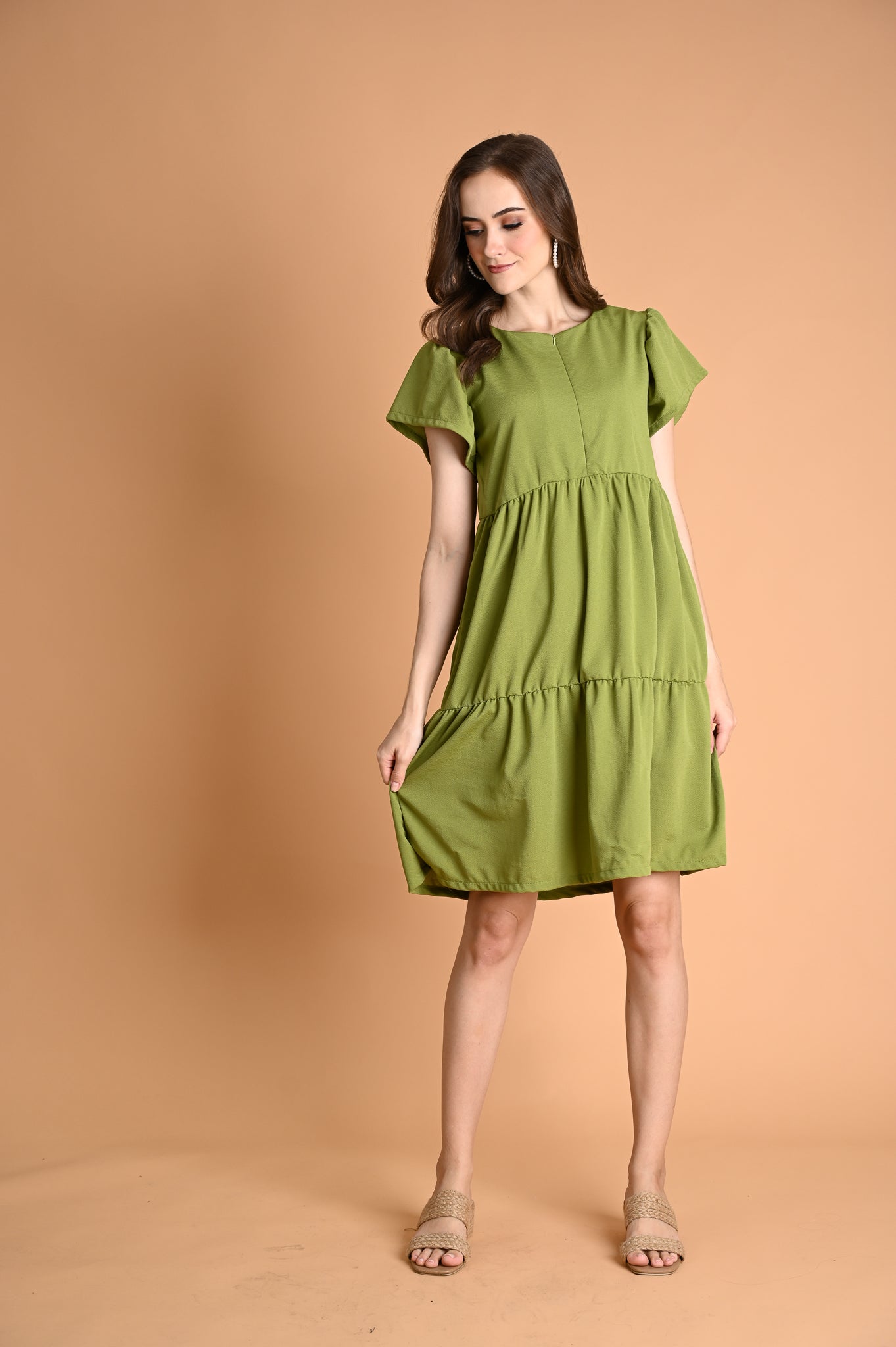 Green: Nancy Tiered Mini Dress