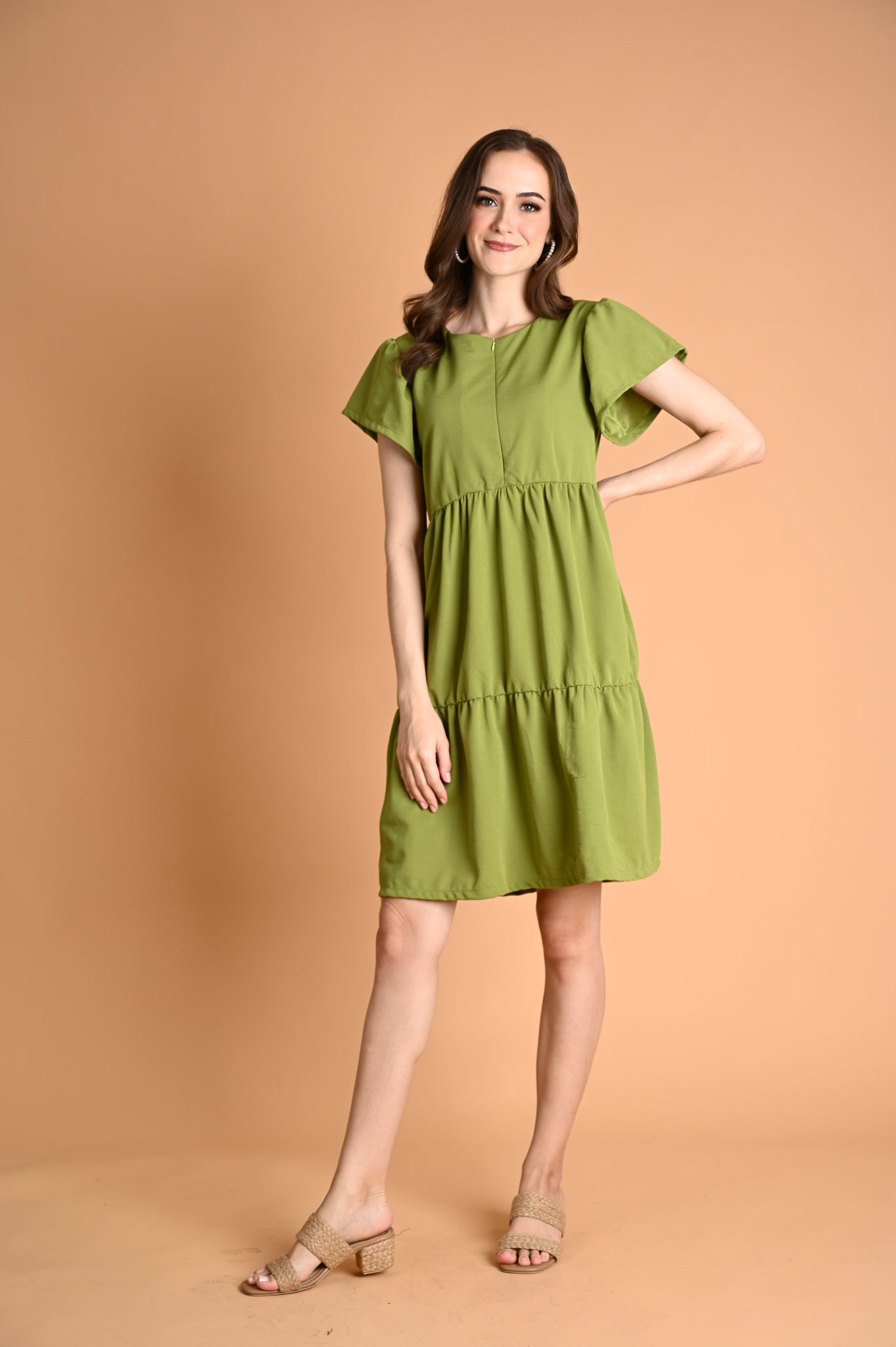 Green: Nancy Tiered Mini Dress