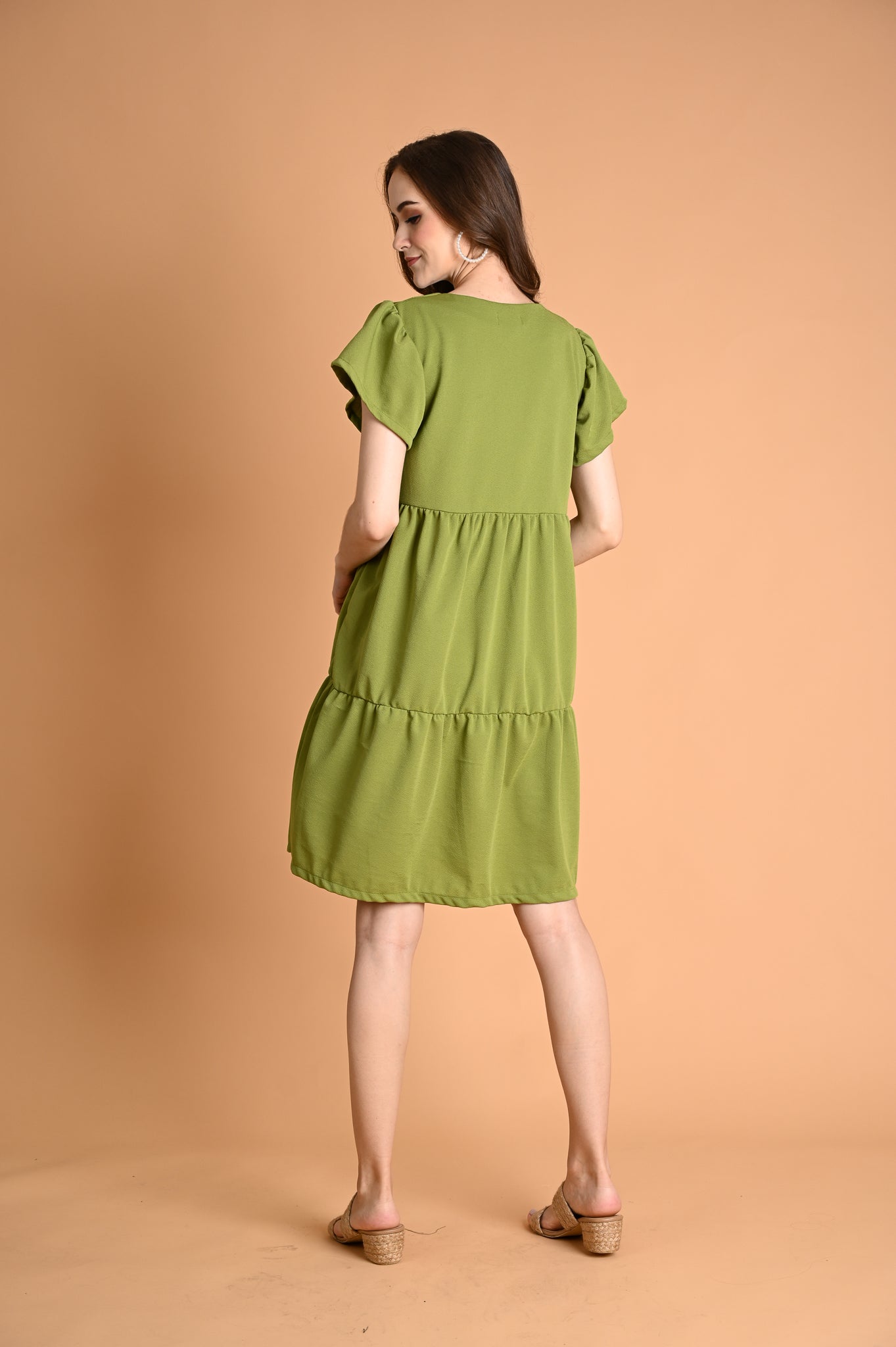 Green: Nancy Tiered Mini Dress