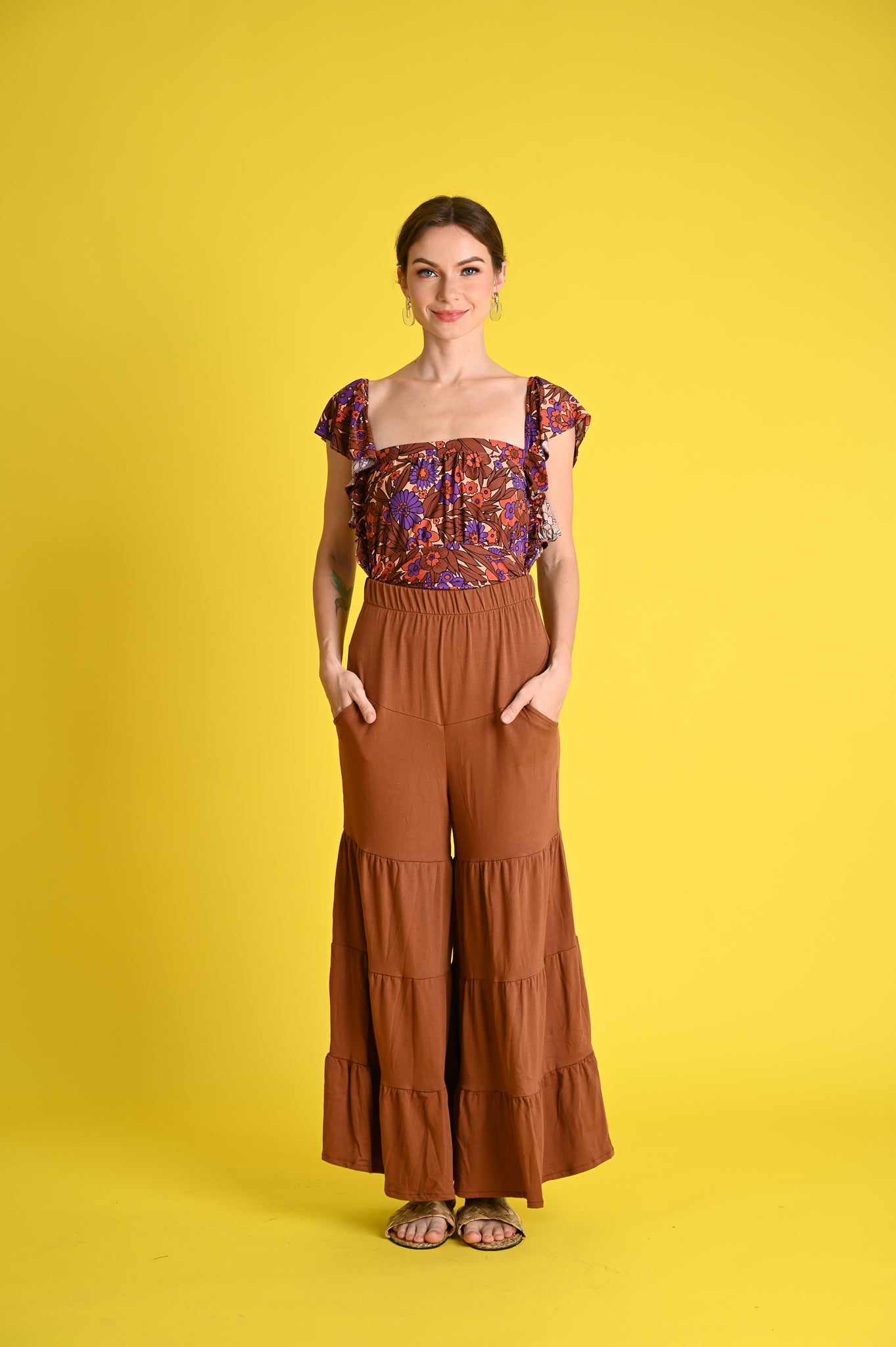 Swim: Spice Swimsuit and Tiered Pants Cover-up