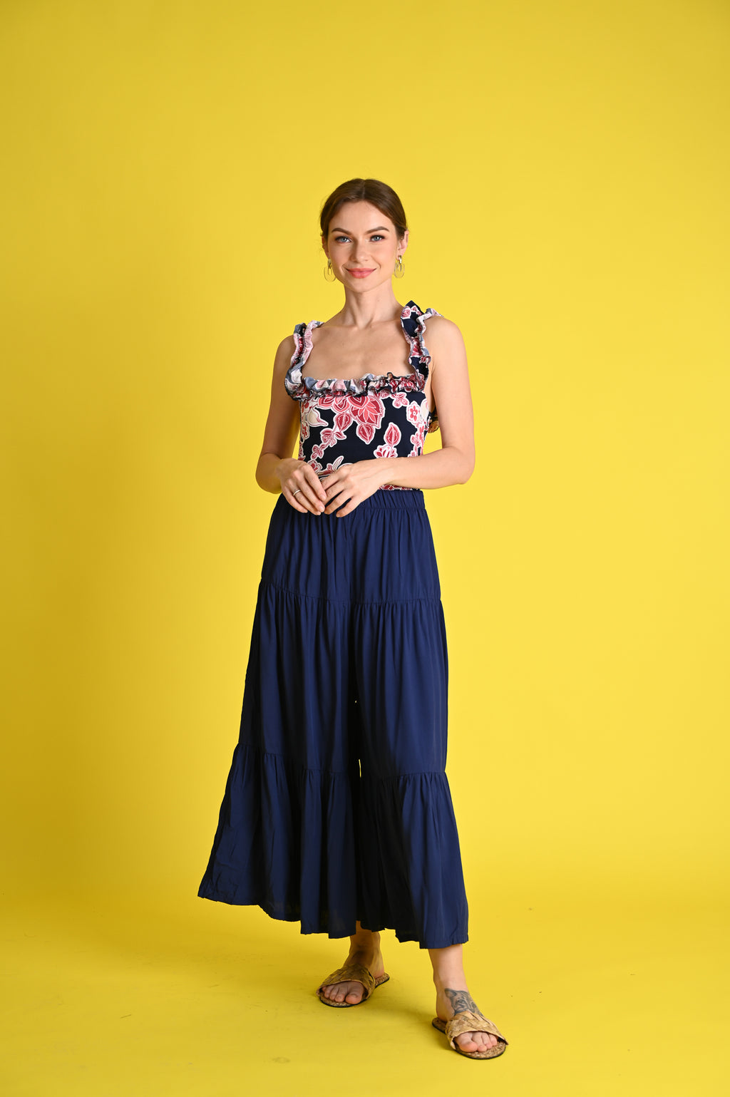 Swim: Cay Swimsuit with Tiered Pants Cover-up