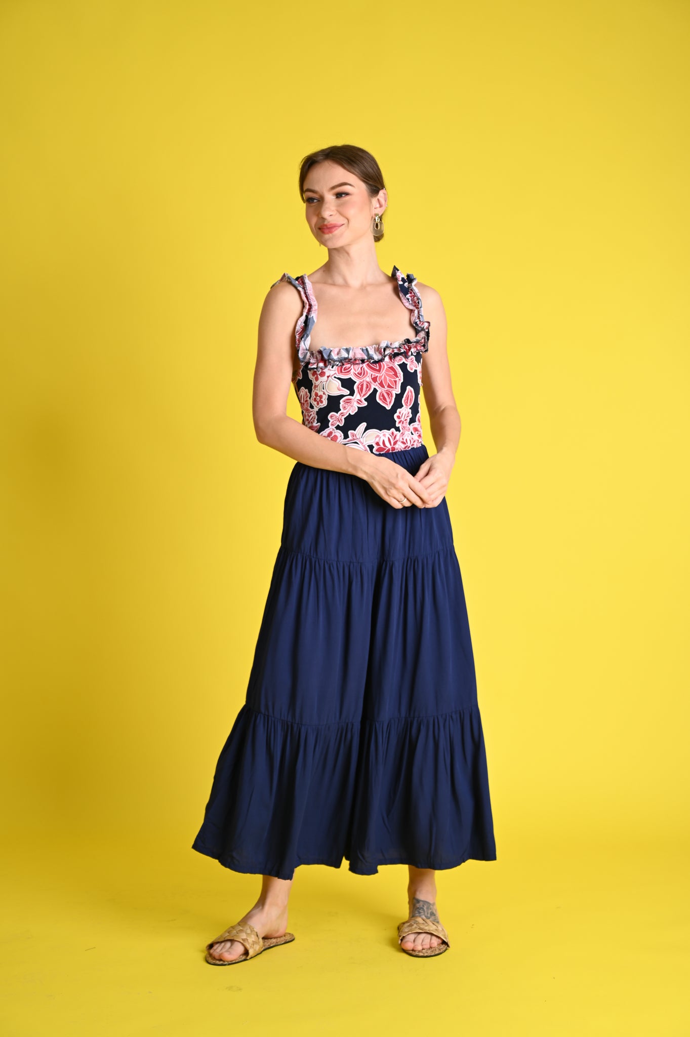 Swim: Cay Swimsuit with Tiered Pants Cover-up