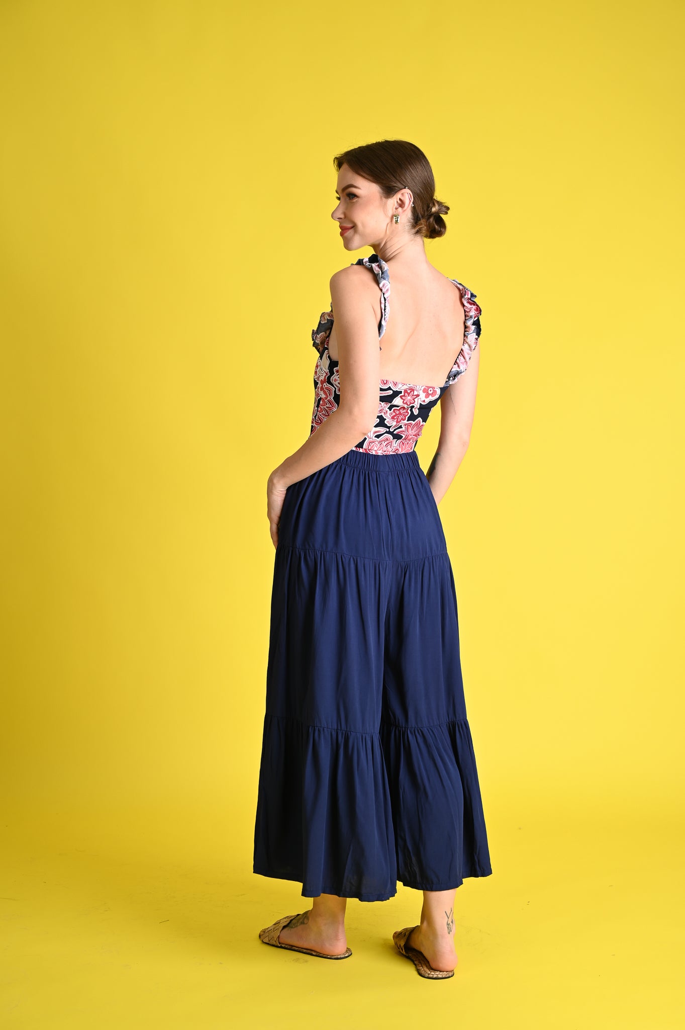 Swim: Cay Swimsuit with Tiered Pants Cover-up