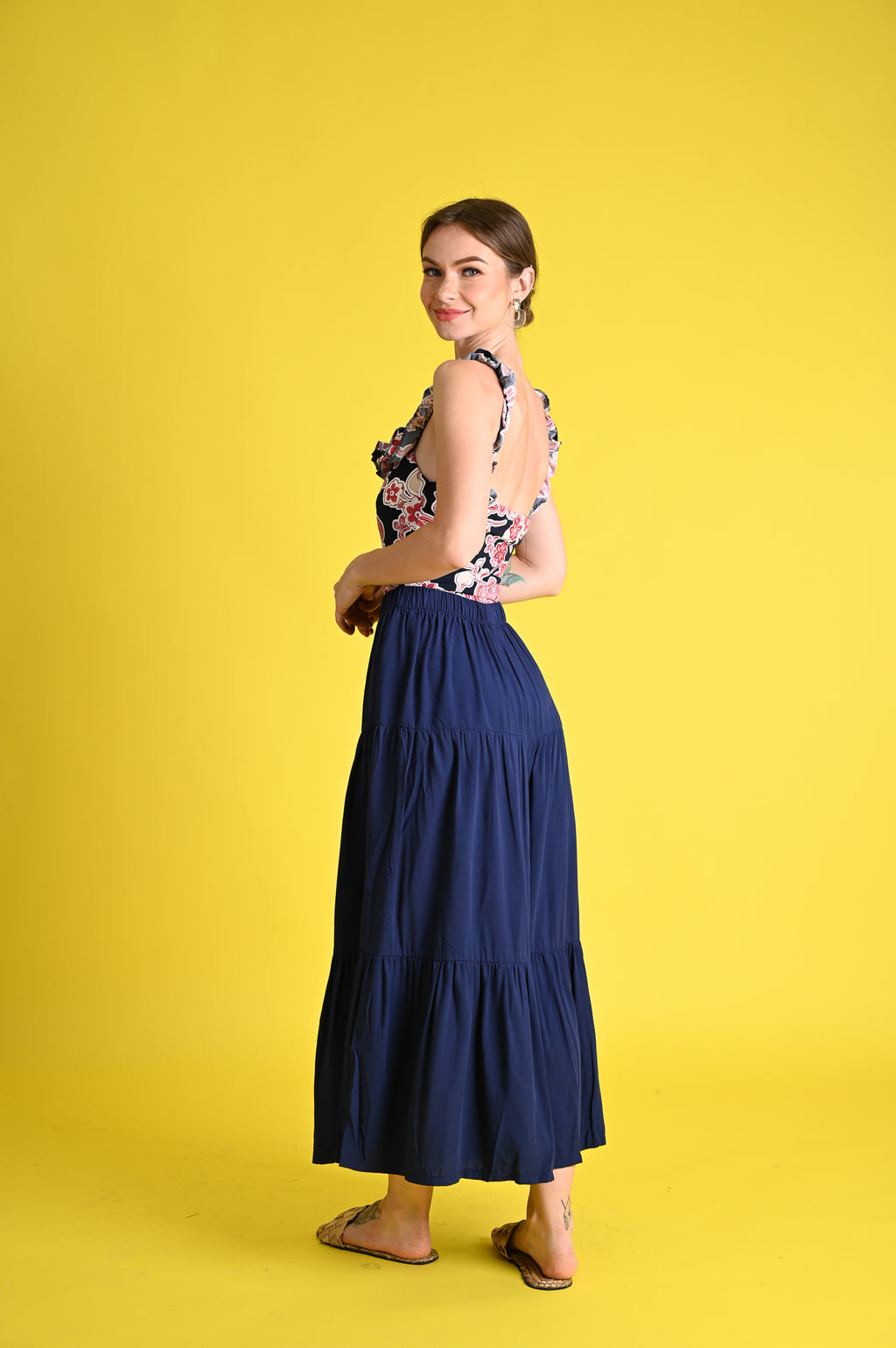 Swim: Cay Swimsuit with Tiered Pants Cover-up