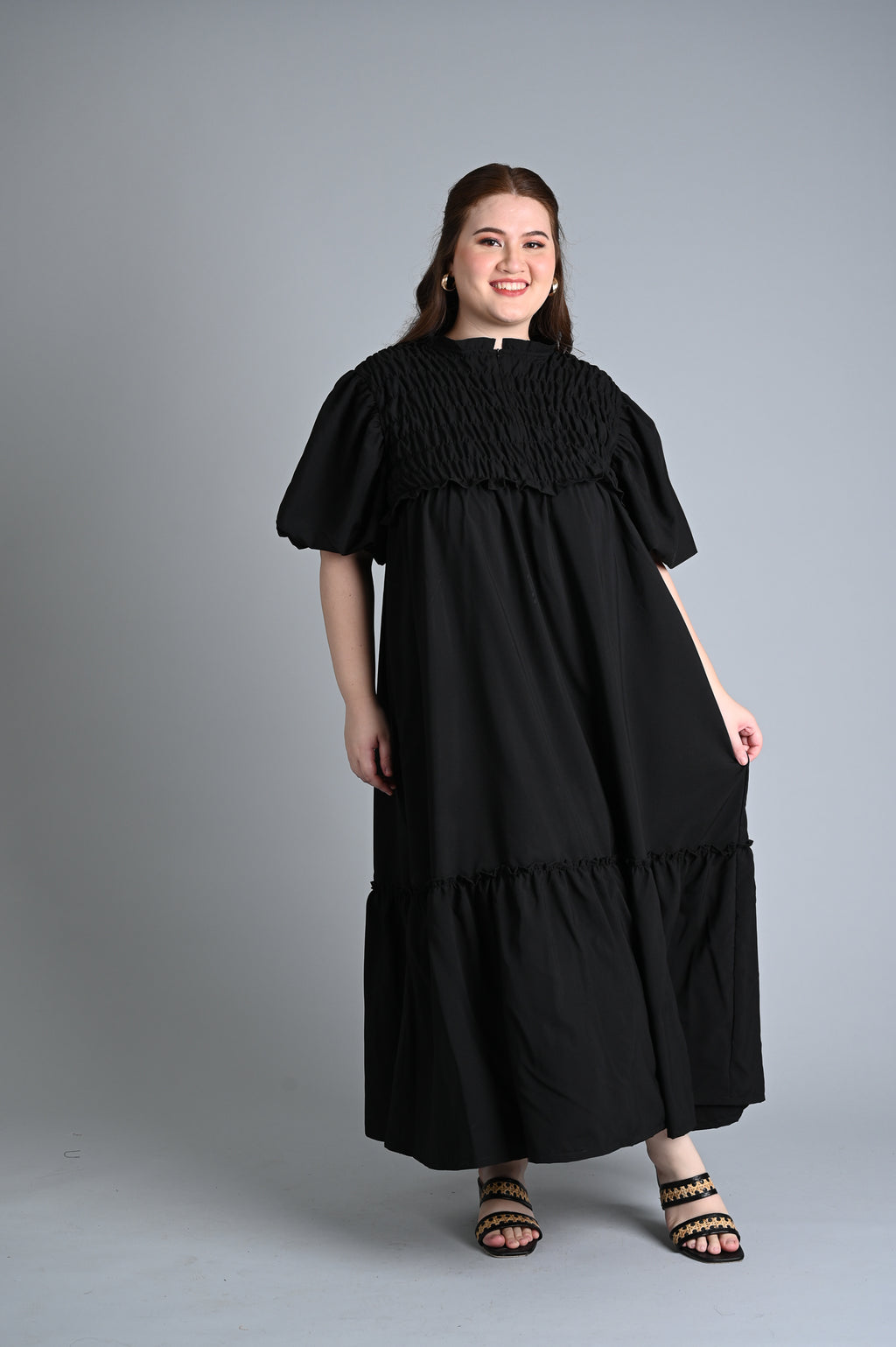 Black: Herna Smocked Dress