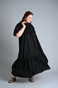Black: Herna Smocked Dress