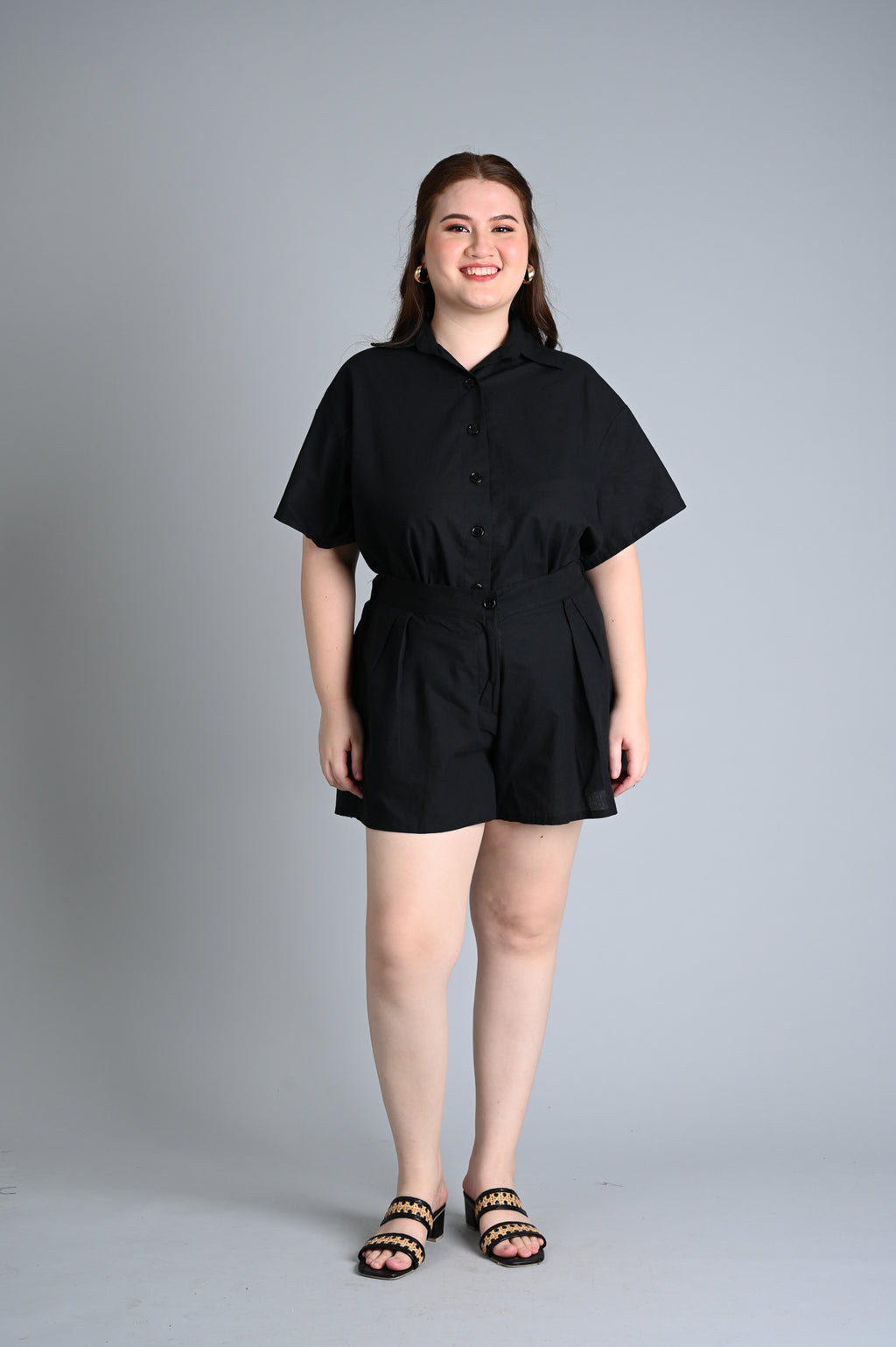 Black: Margie Top and Shorts Set