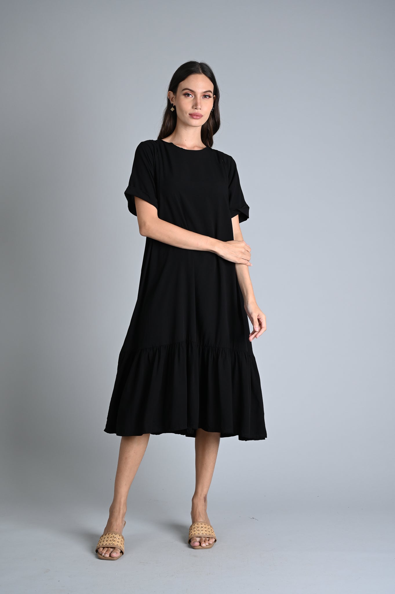 MUM x LQA:  Ivy A-line Ruffled Dress with Folded Sleeves