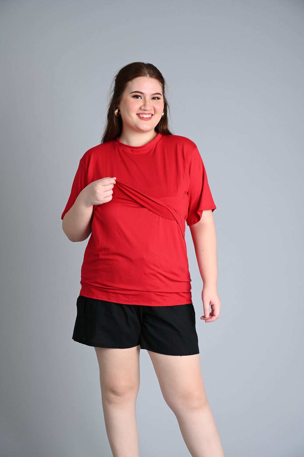Plus-Size Basic Breastfeeding Shirt