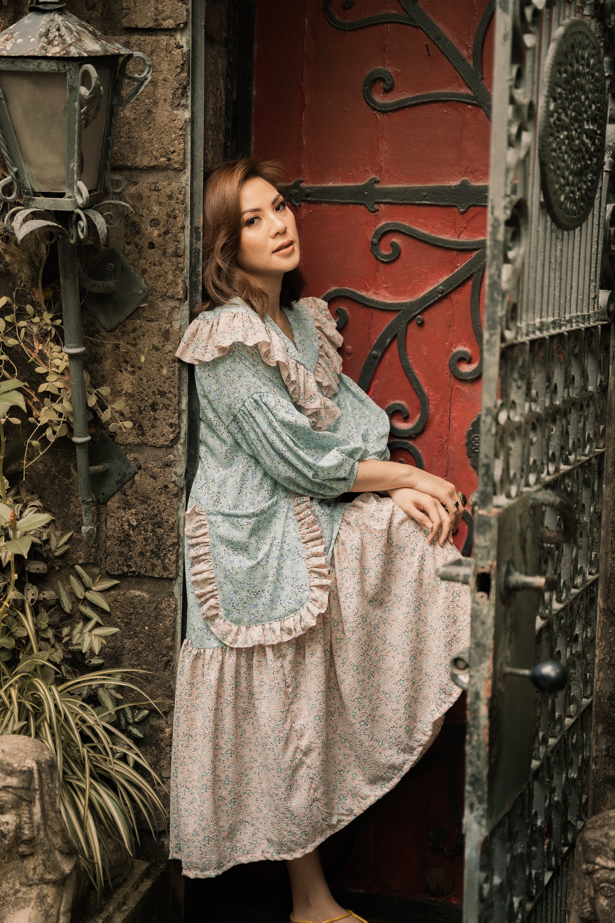 MUM x LDG 3: Dolores PREMIUM Pastel Floral A-Shape Dress in Popcorn Type Fabric