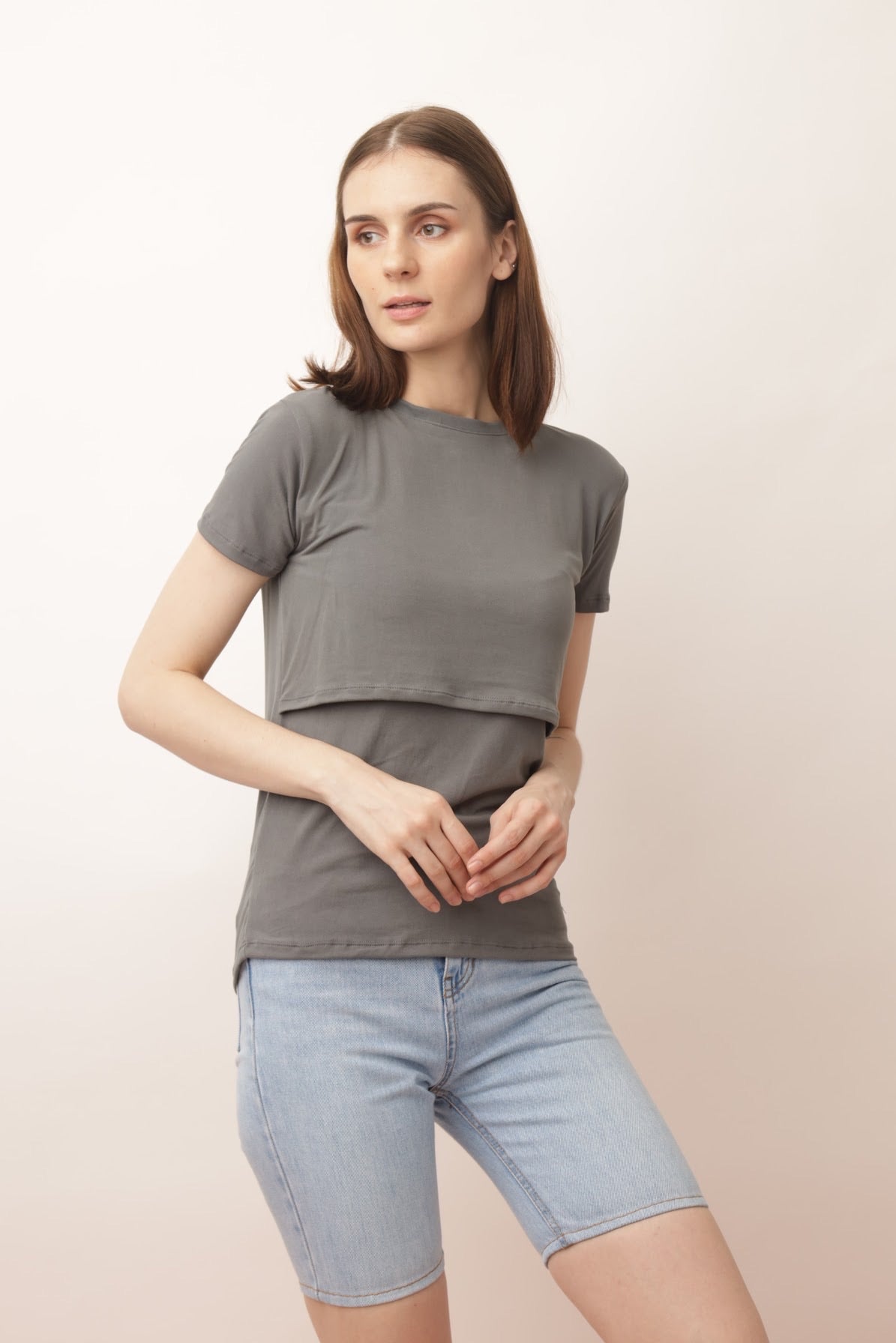 Basic Breastfeeding Shirt in Neutral Tones