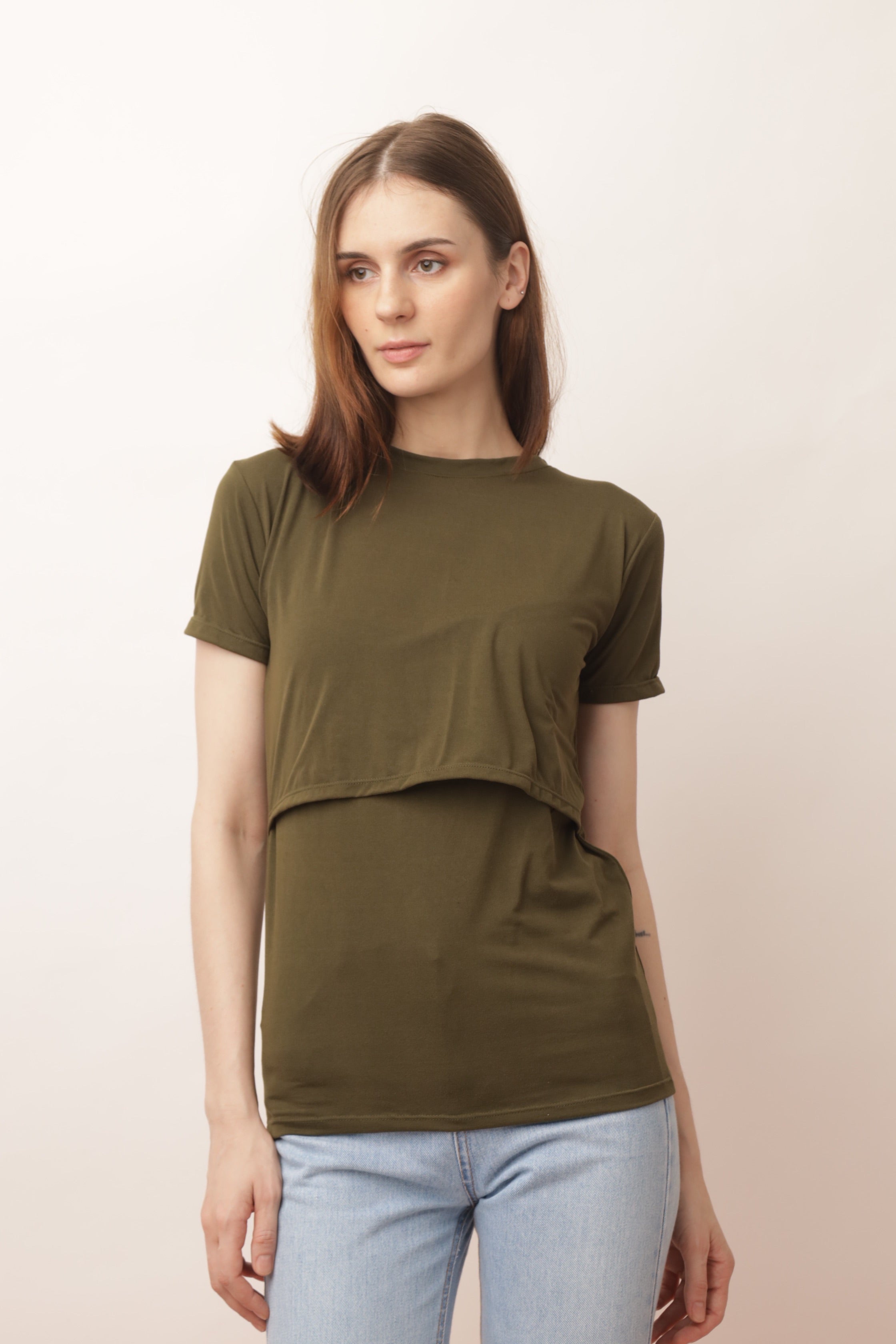 Basic Breastfeeding Shirt in Neutral Tones