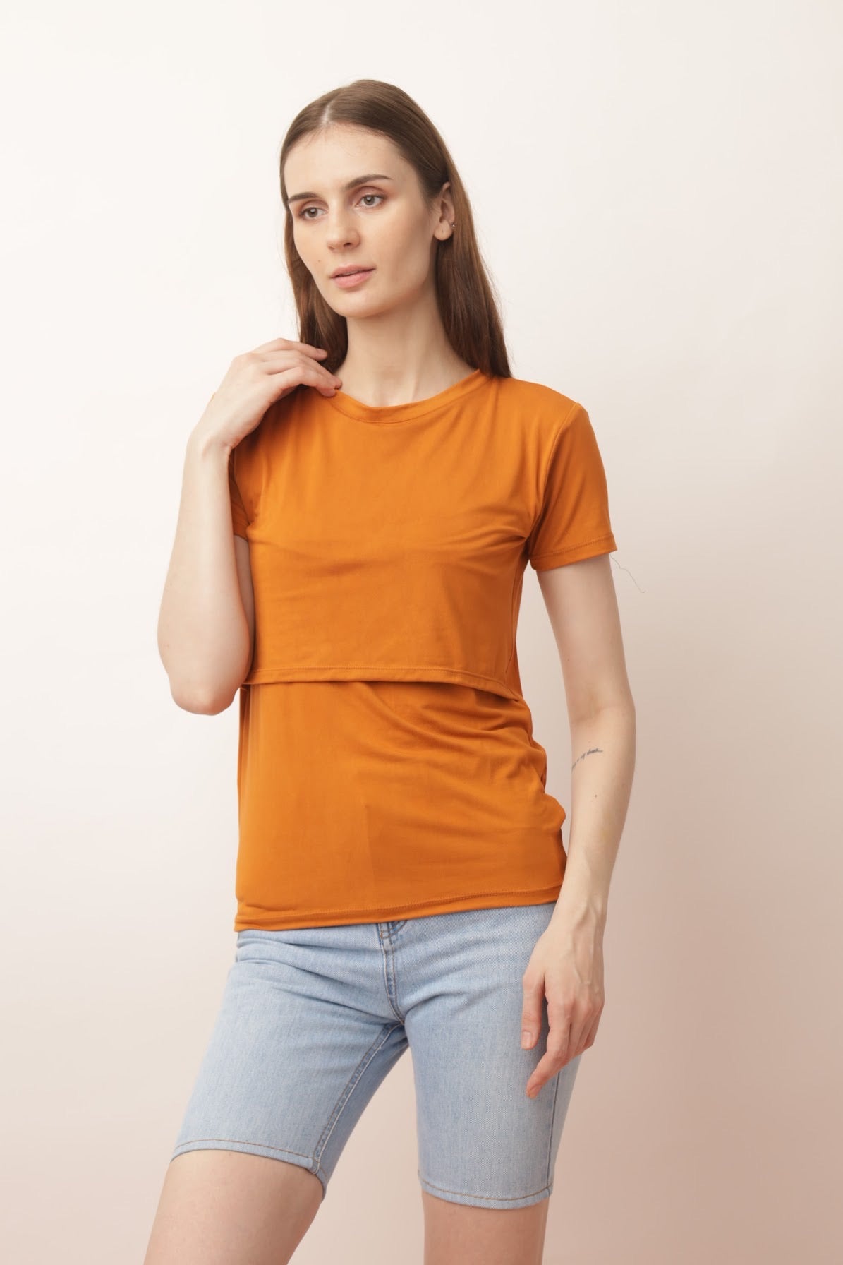 Basic Breastfeeding Shirt in   Red Tones